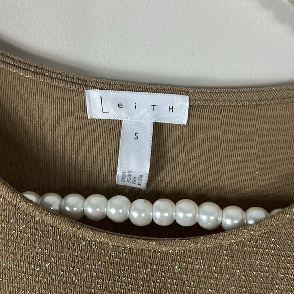 Leith Brown Sparkle Long-Sleeve Tie Waist Dress Small NWT - Picture 5 of 10